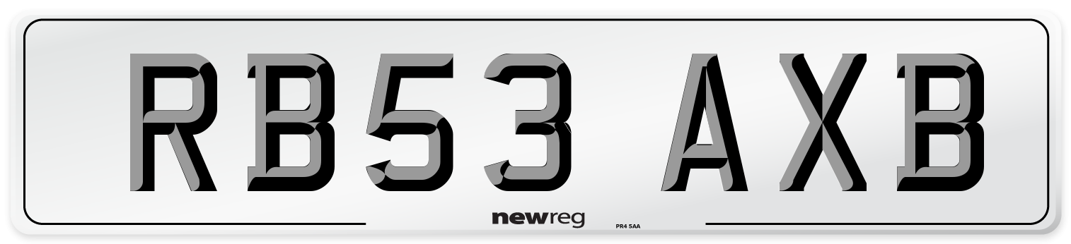 RB53 AXB Number Plate from New Reg